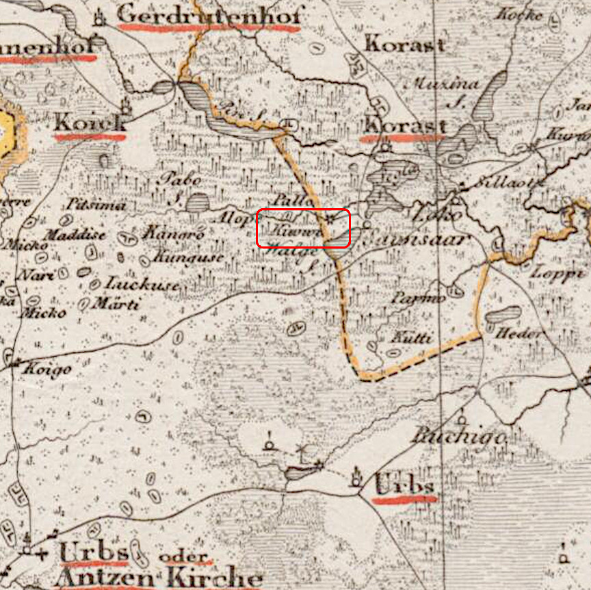 Kiwi talu Eestimaa/Liivimaa 1884/1839 kaardil